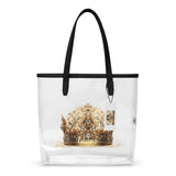 Transparent Queen Of Extravagance Tote Bag with luxe TPU finish—event-ready, durable, and fashion-forward for concerts, festivals, and everyday glam.
