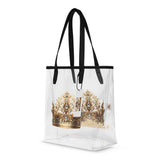 Queen Of Extravagance transparent tote bag—top-rated clear purse gift for stylish women, festival fans, and trendsetters who love bold, functional fashion.